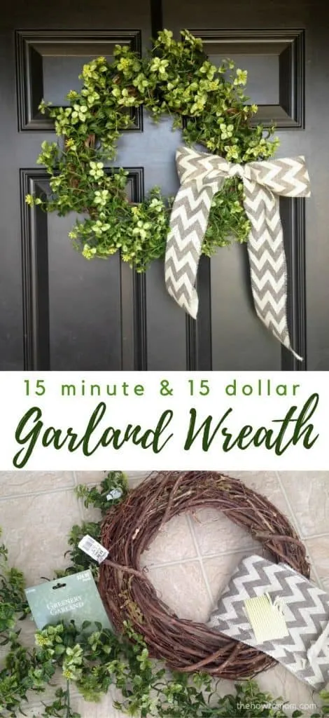 Easy Garland Wreath - only 15 minutes & 15 dollars!