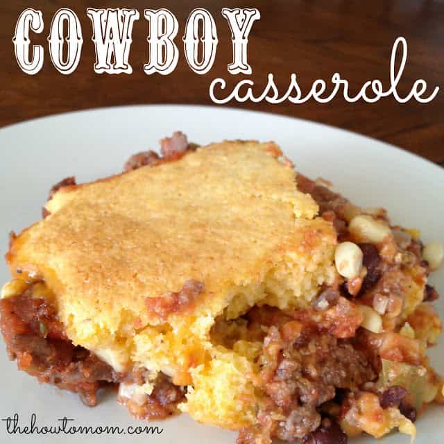 Cowboy Casserole - with a cheesy cornbread topping