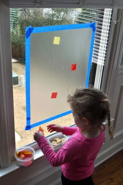 Keeping Toddlers Busy - sticky window project