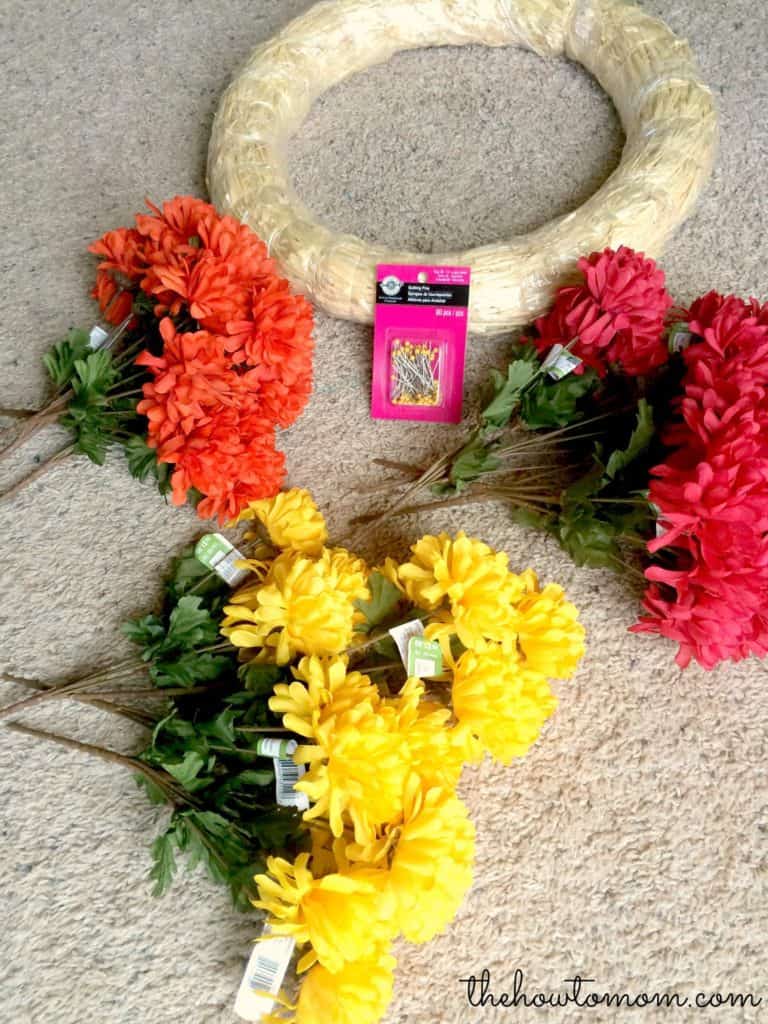 supplies needed for easy fall mum wreath
