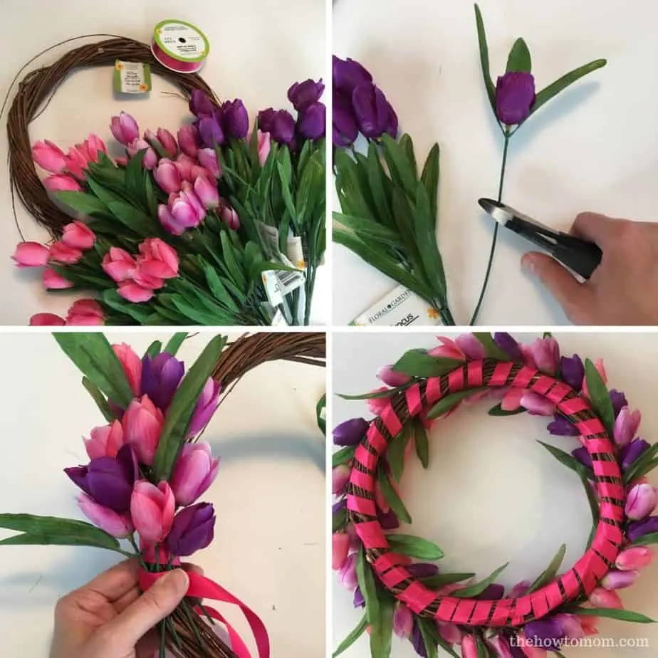 Dollar Tree Tulip Wreath DIY