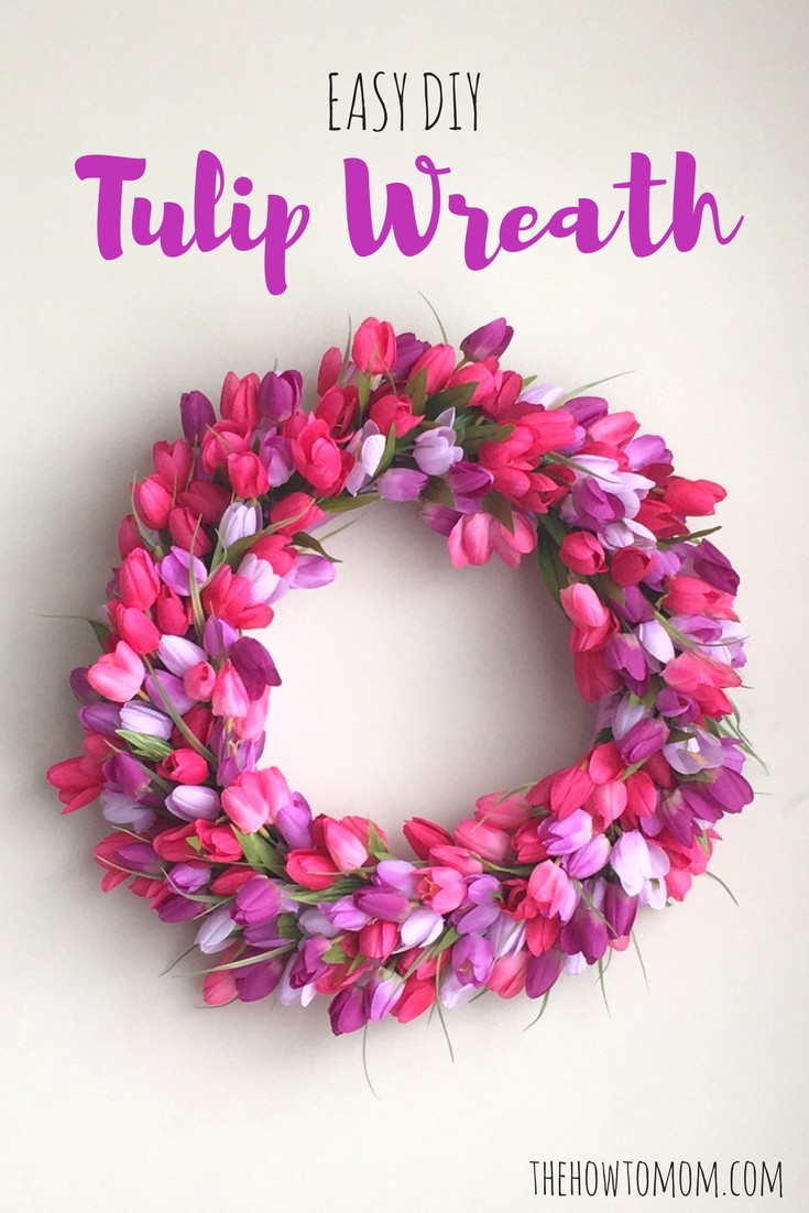 Easy DIY Tulip Wreath - with pink and purple tulips