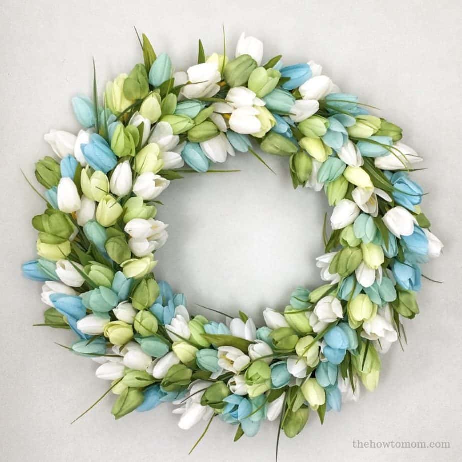Blue and Green Tulip Wreath