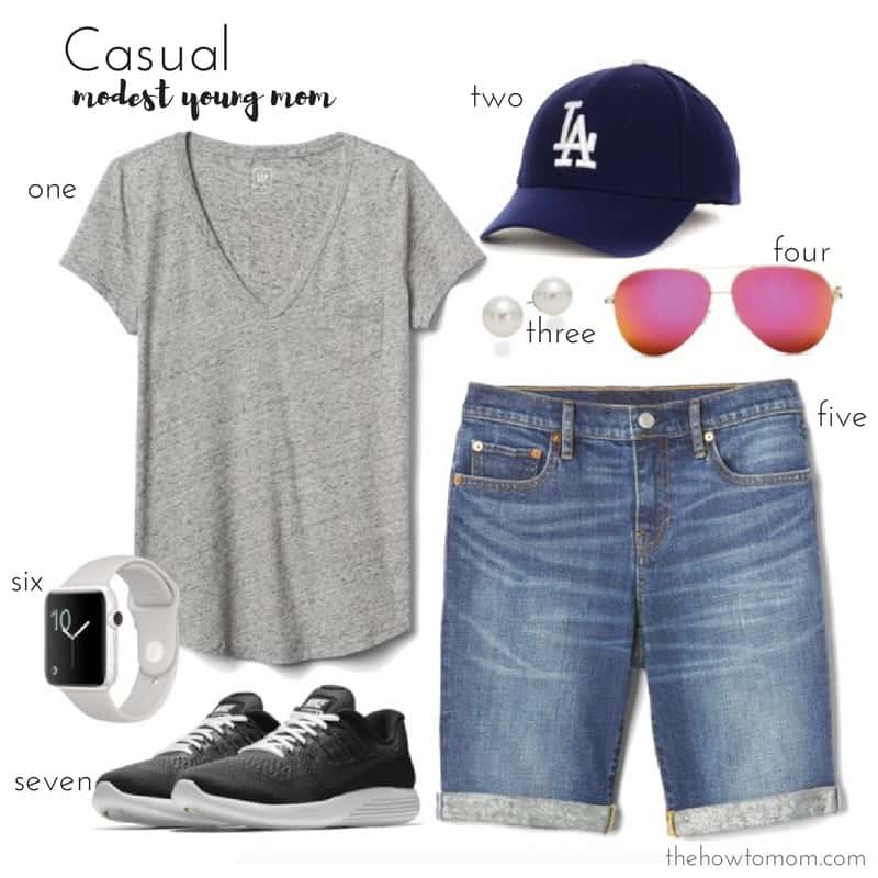 Real mom style - Casual young mom bermuda shorts outfit