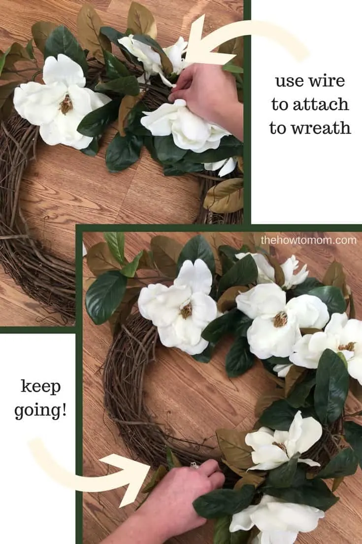 How to make an easy Magnolia Wreath - Farmhouse Style Decor
