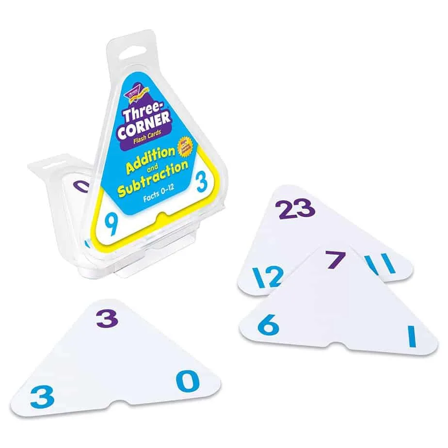 Three Corner Flash Cards - fun ways to practice math skills