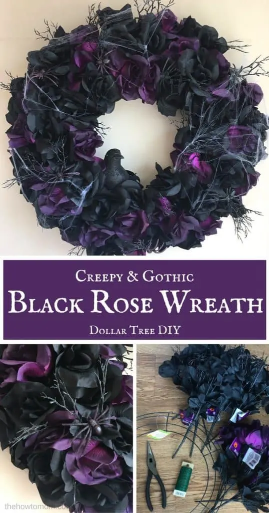 Creepy and Gothic Black Rose Wreath - Dollar Tree DIY