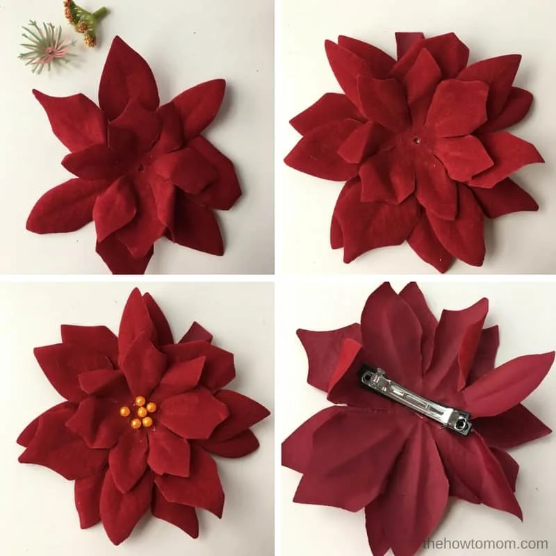 How to Make Poinsettia Hair Clips - Dollar Tree craft