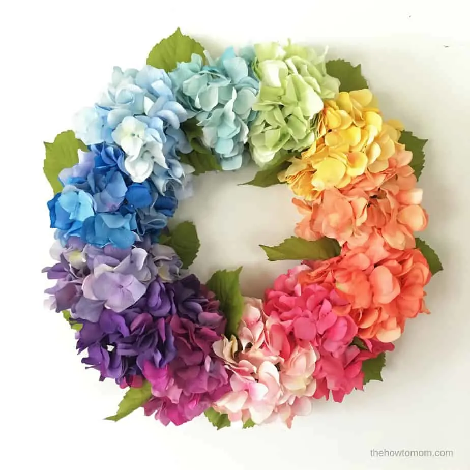 How to make a Hydrangea Wreath - rainbow ombre hydrangeas