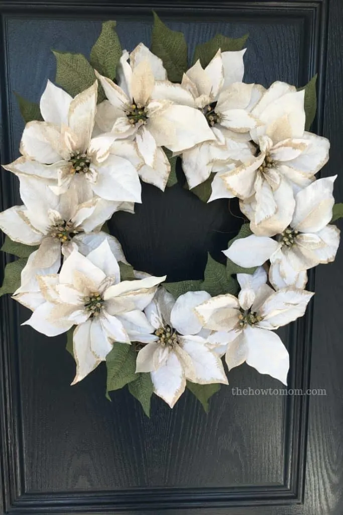 How to make a faux poinsettia wreath - gorgeous and glittery!