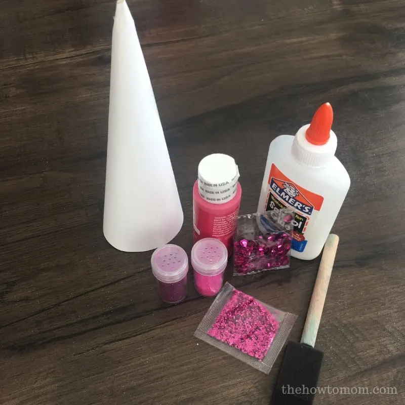 How to make a glittery Christmas tree cone - supplies needed