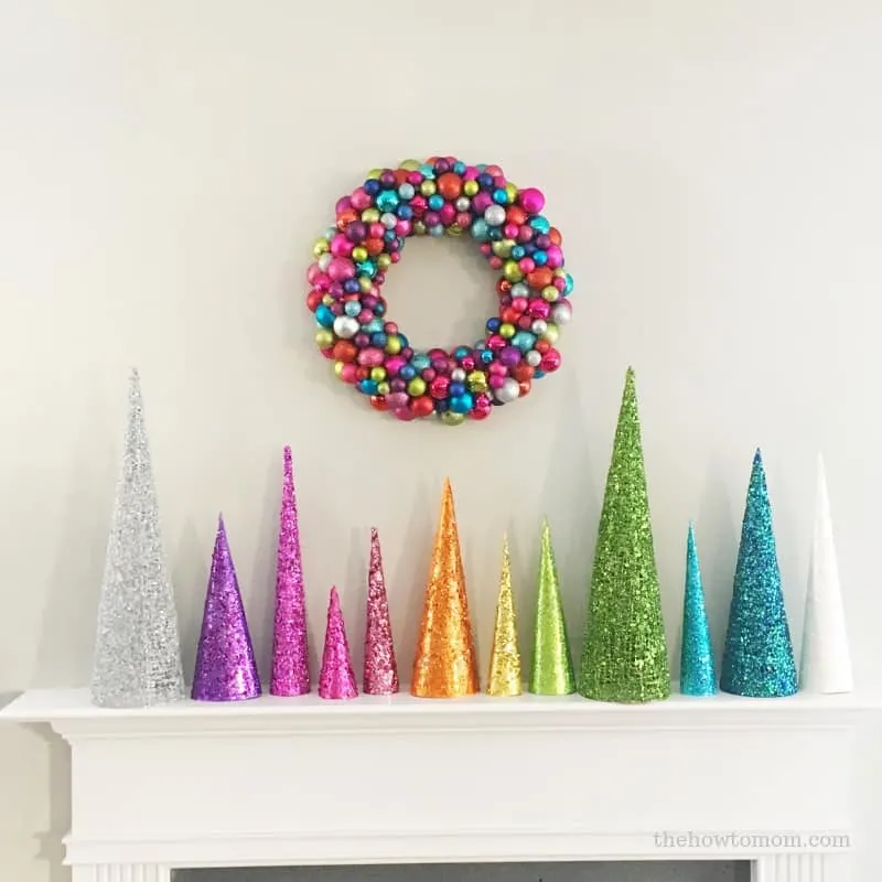 Rainbow Christmas Tree Cones DIY