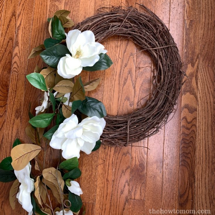 How to Make a Magnolia Wreath with flowers! The How To Mom