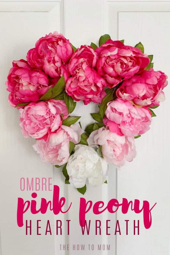 Ombre Pink Peony Heart Wreath DIY