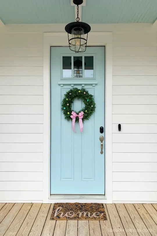 Robins Egg blue door with haint blue ceiling