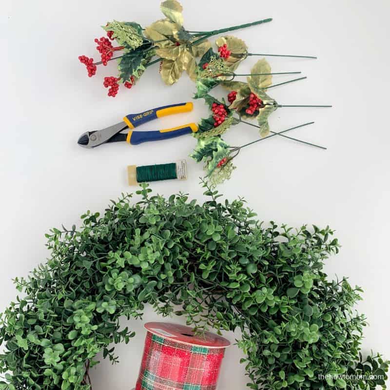 supplies needed for christmas boxwood wreath