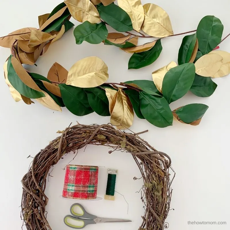 supplies needed for holiday magnolia wreath