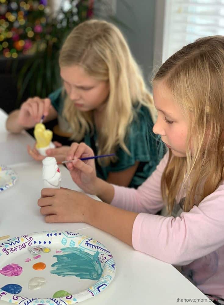 kids painting nativity set