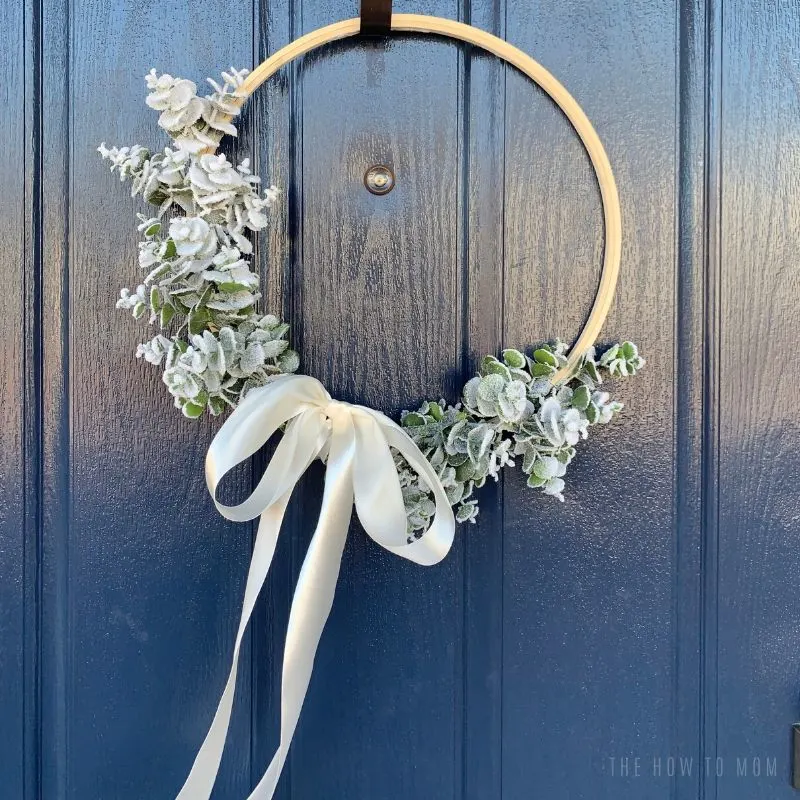wintery wreath on navy door