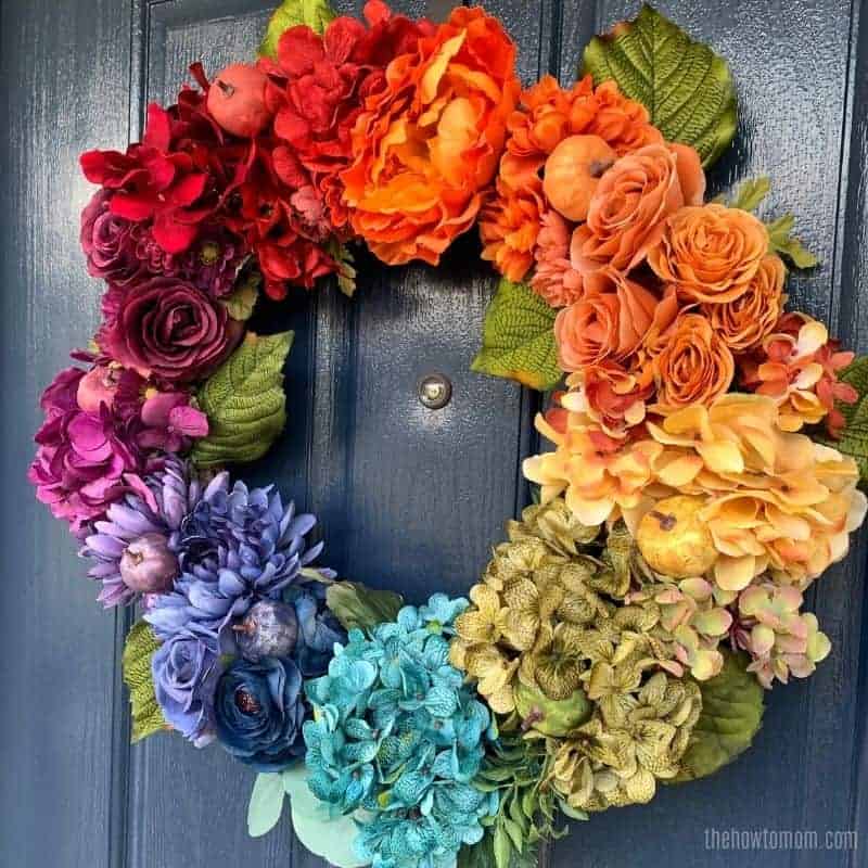 DIY fall rainbow wreath