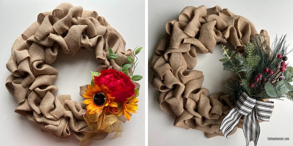 fall and winter burlap wreaths