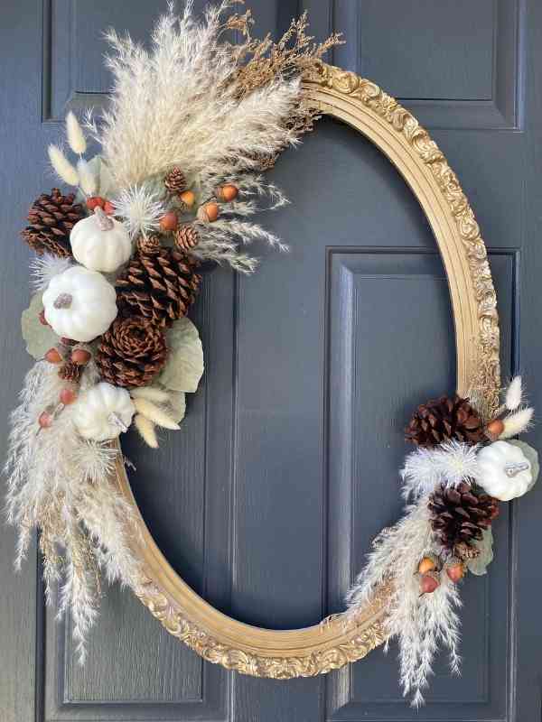 How to make a door wreath using an old frame.
