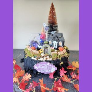 How to make a haunted house centerpiece for halloween gatherings.