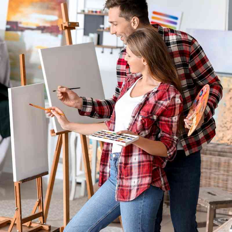 Taking up painting with a spouse or partner can be a great way to express yourselves while spending time together.