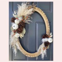 Autumn wreath made from old picture frame.