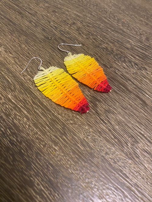 Embroidery Floss Earrings - Finished Project.